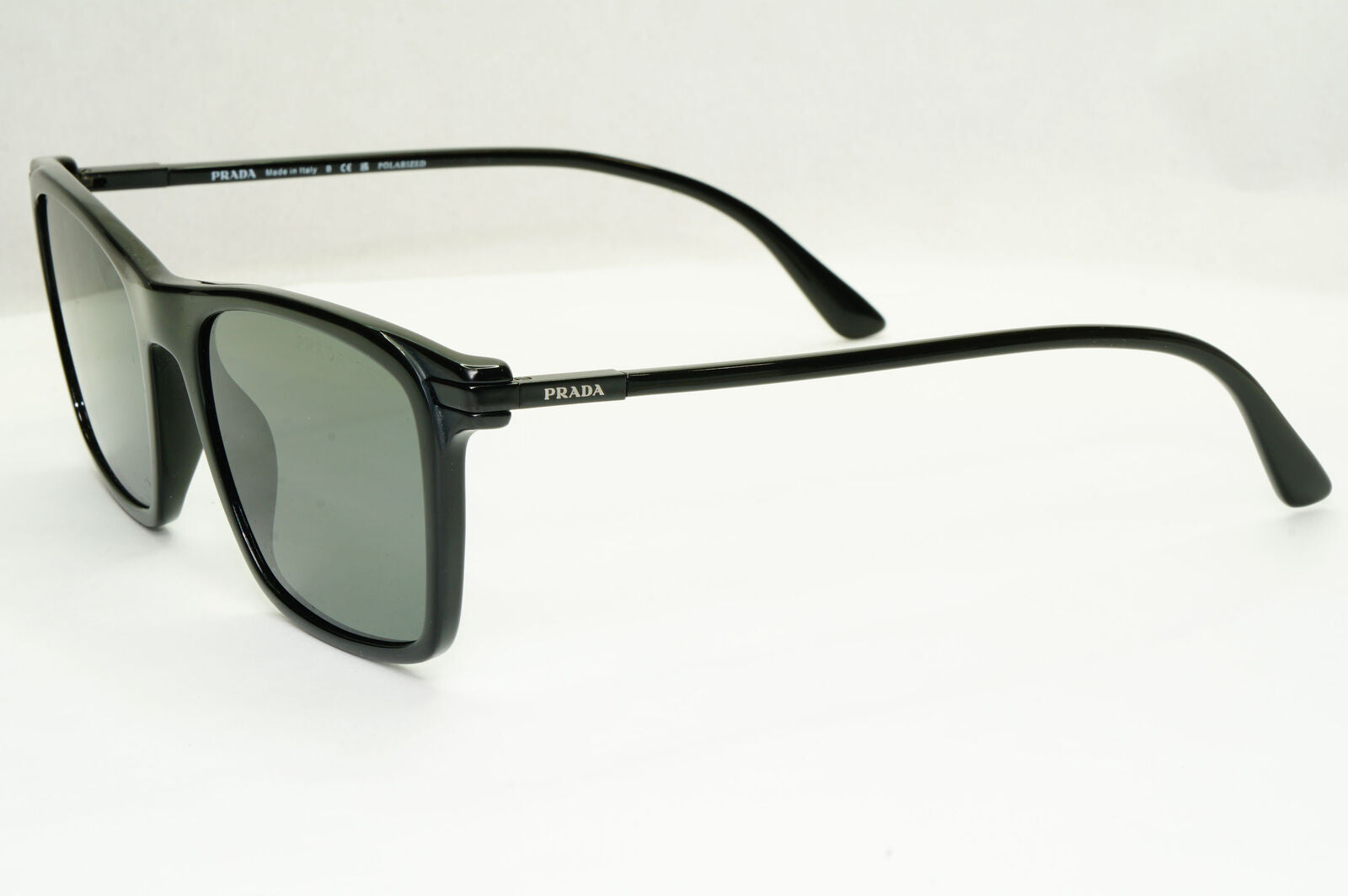 Prada Sunglasses Polarized Glass Lens Black Square Grey PR19XS SPR 19X 07F-08G