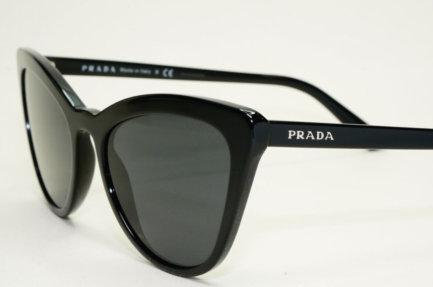 Prada Sunglasses Black Cat Eye Glossy PR01VS SPR 01V 1AB-5S0 56mm 050824