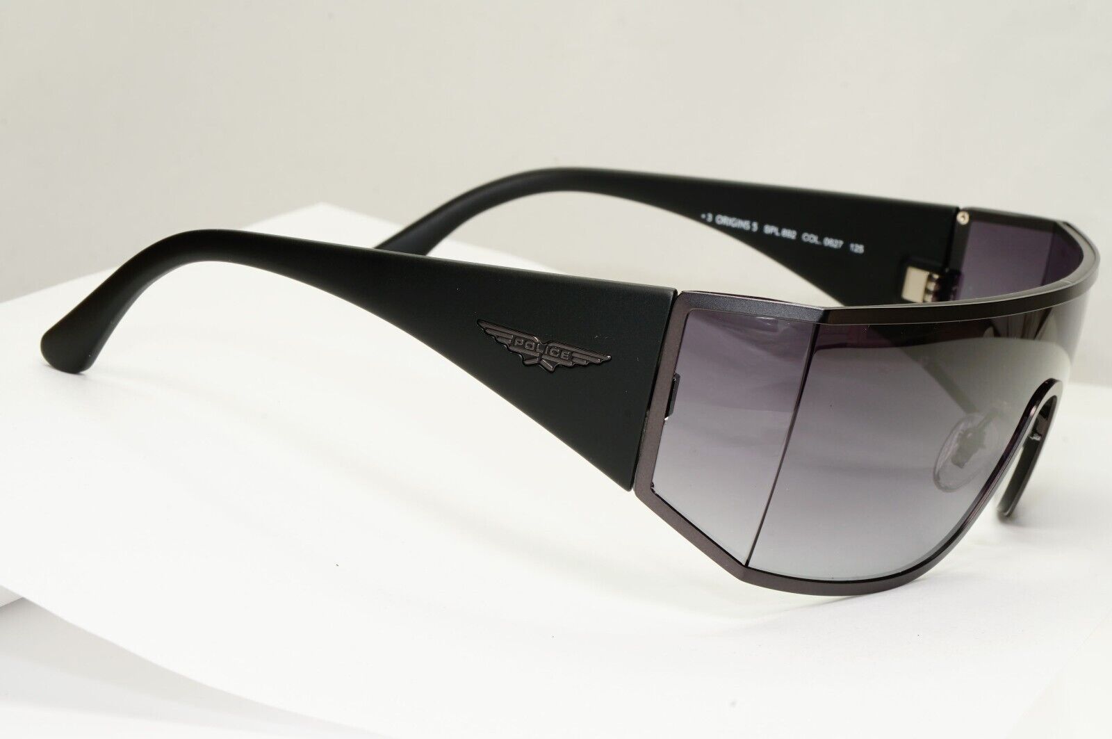 Police Black Shield Sunglasses Gradient Smoke Visor SPL 892 Origins 5 COL 0627 A