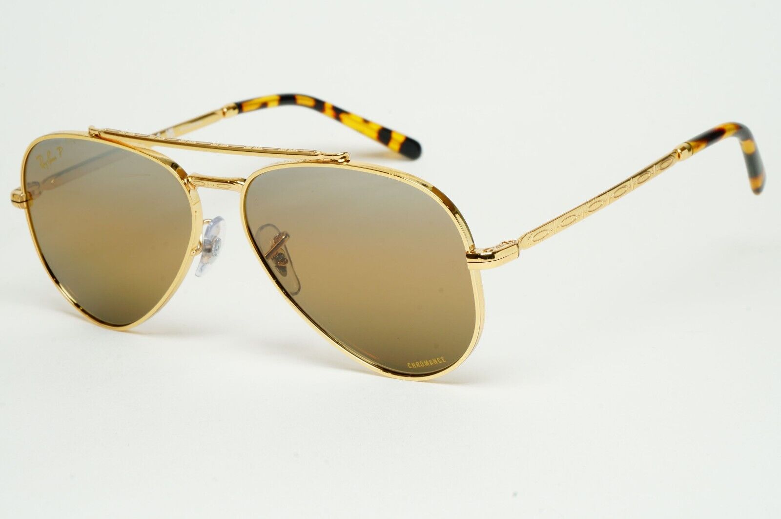 Ray-Ban Sunglasses Polarized New Aviator Gold Brown RB 3625 9196/G5 55mm
