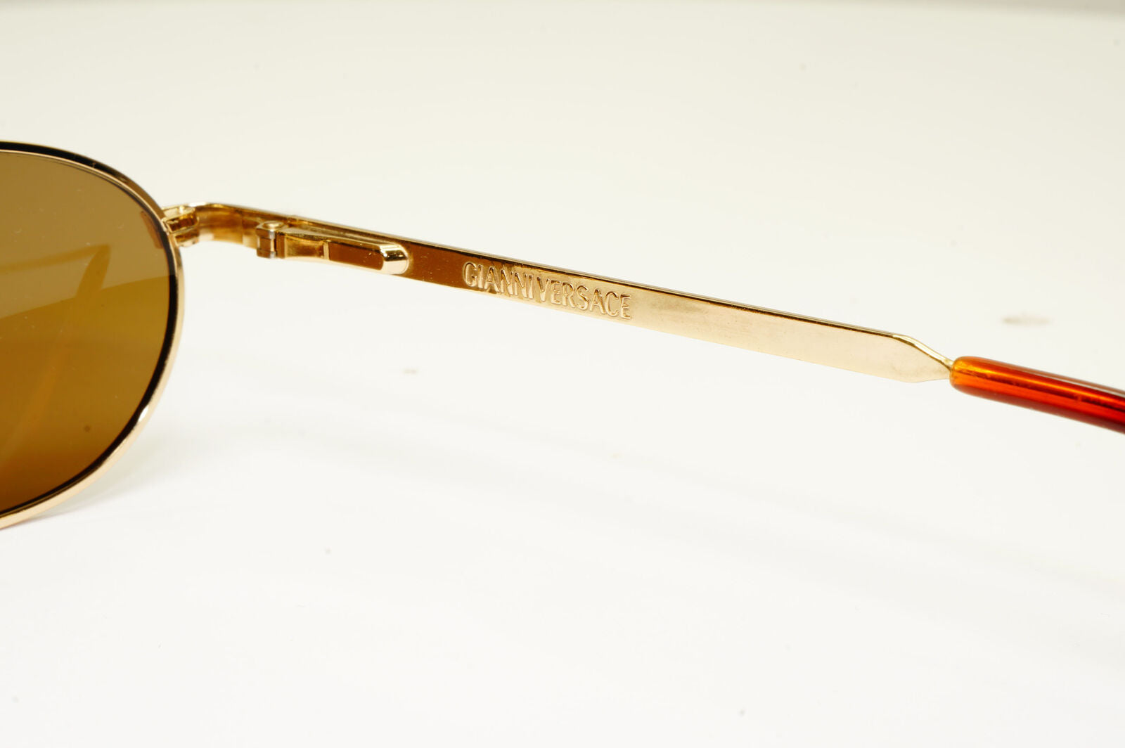 Gianni Versace 1995 Vintage Gold Meander Brown Metal Sunglasses MOD G61 COL 030