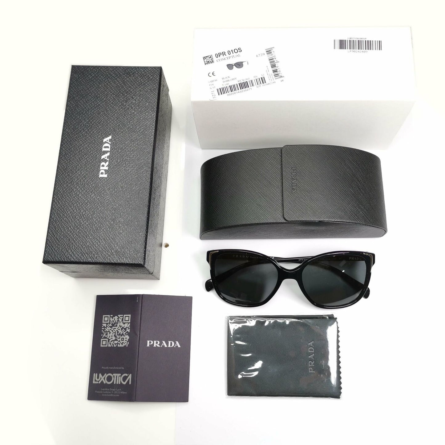 Prada Black Gold Sunglasses Square Designer Luxury Womens PR01OS SPR 01O 1AB-1A1