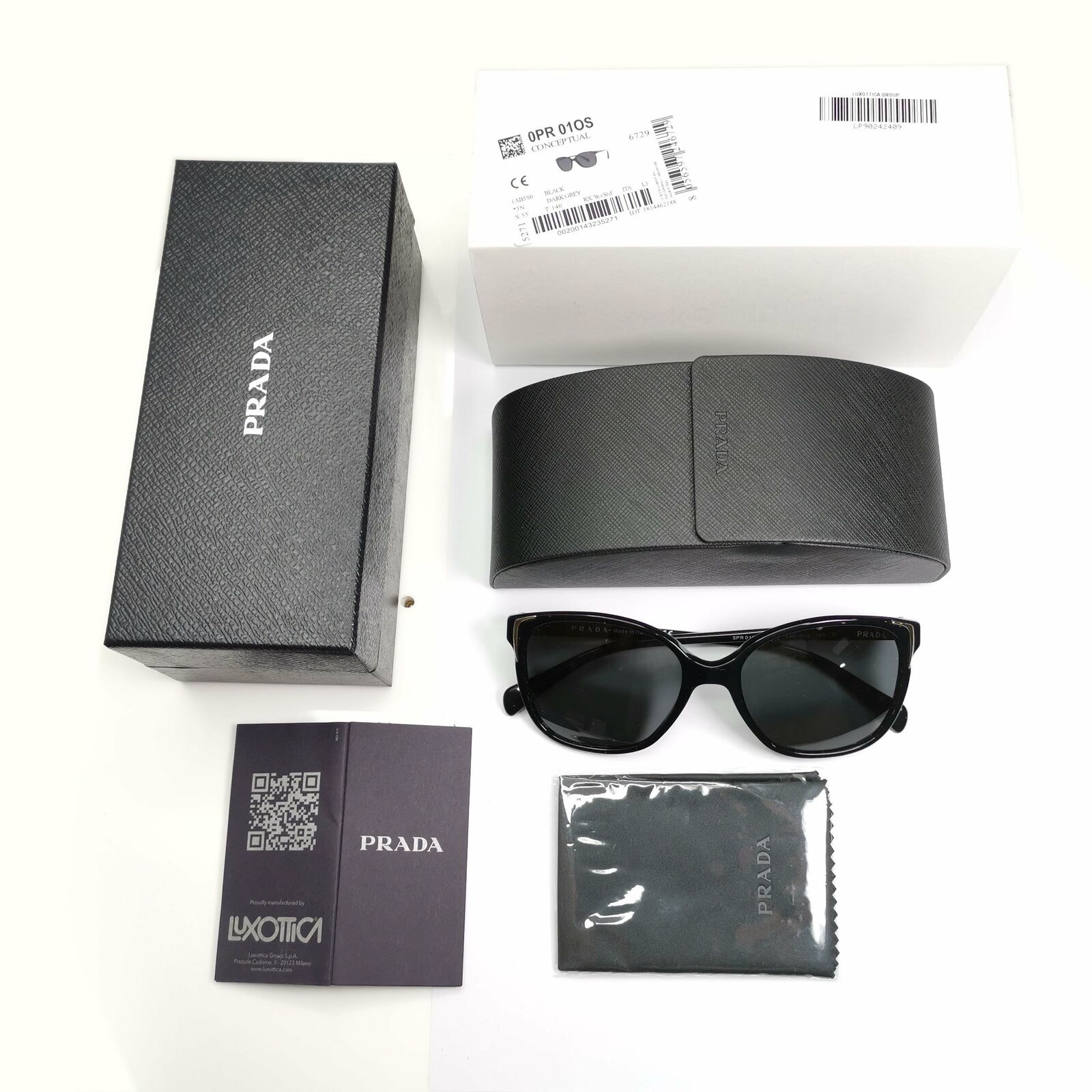 Prada Black Gold Sunglasses Square Designer Luxury Womens PR01OS SPR 01O 1AB-1A1