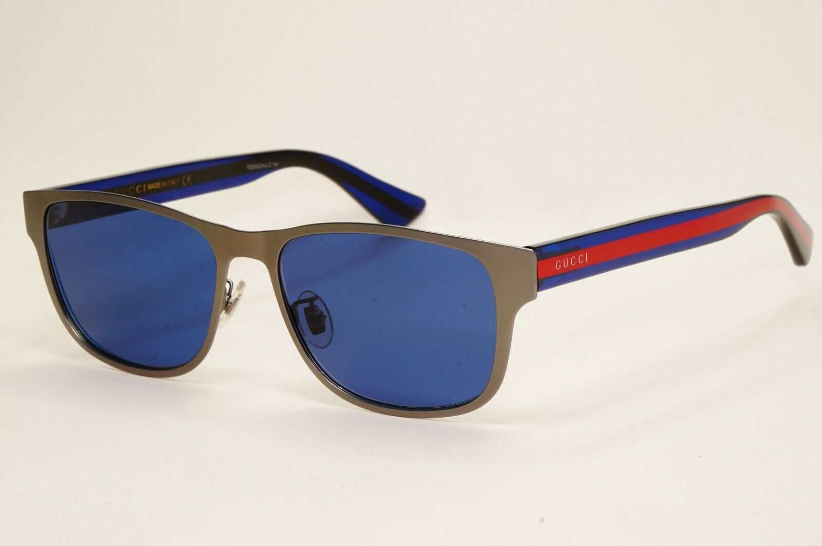 Gucci Sunglasses 2017 Blue Grey Gunmetal Square GG 0007O 003 55mm 131024