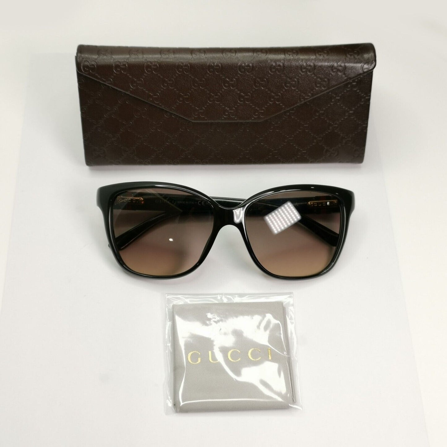 Gucci 2012 Ribbon Sunglasses Square Black Brown Gradient GG 3645/S D28ED 301024