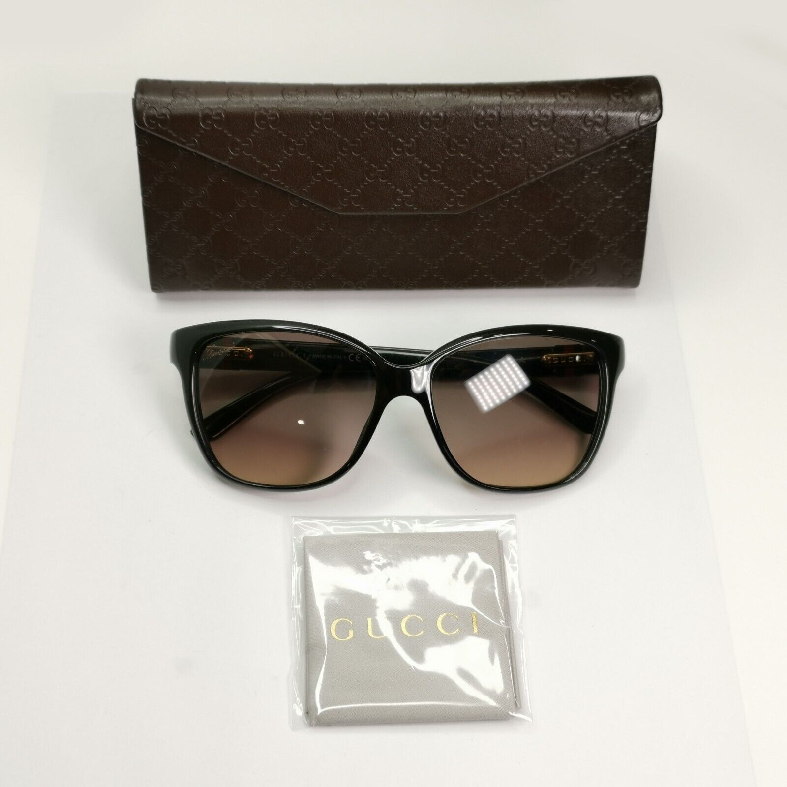 Gucci 2012 Ribbon Sunglasses Square Black Brown Gradient GG 3645/S D28ED 301024