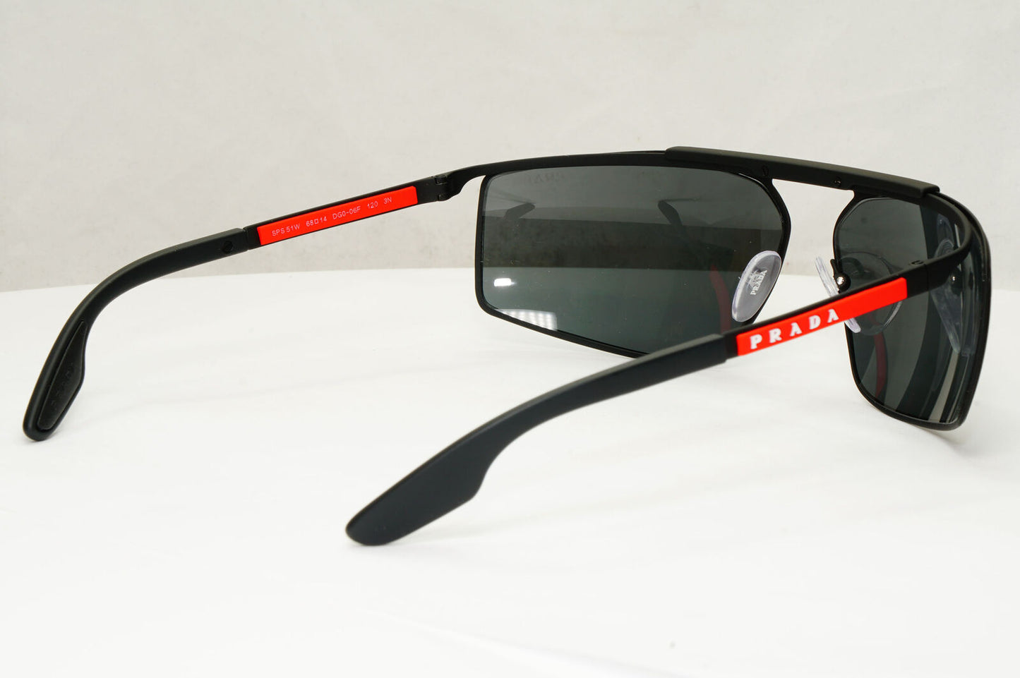Prada Sunglasses Black Sport Wrap Around Red Stripe PS51WS SPS 51W DG0-06F