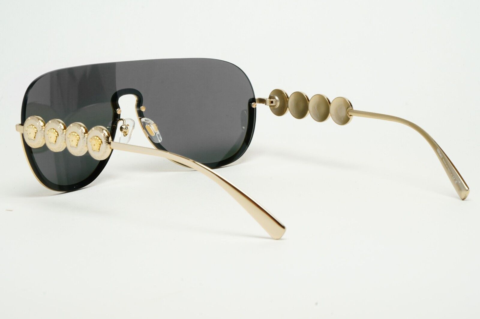 Versace Sunglasses Gold Medusa Visor Shield Shiny Dark Grey MOD VE 2215 1002/87