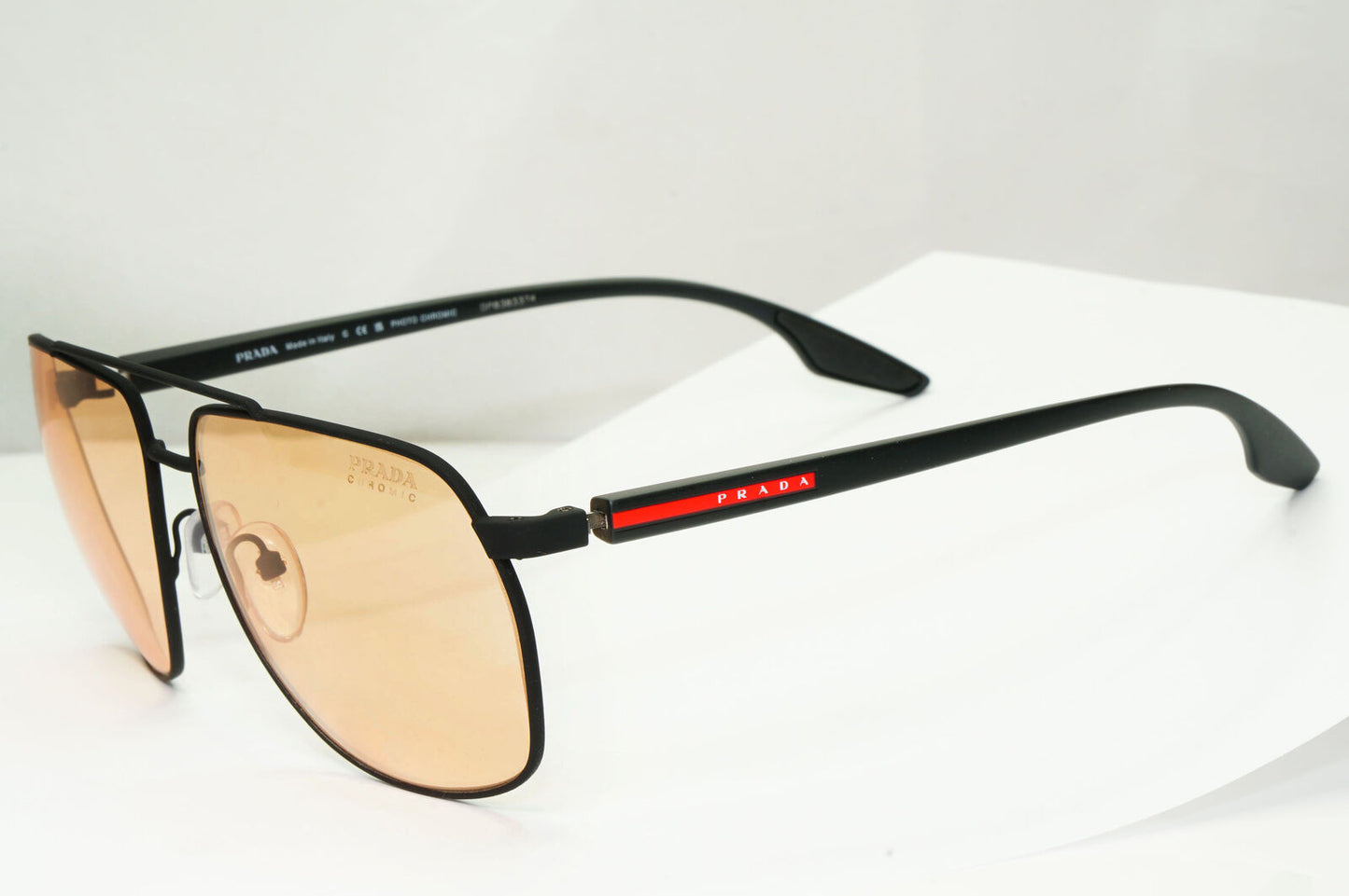 Prada Photocromic Yellow Orange Sunglasses Black Pilot PS55VS SPS 55V DG0-01S