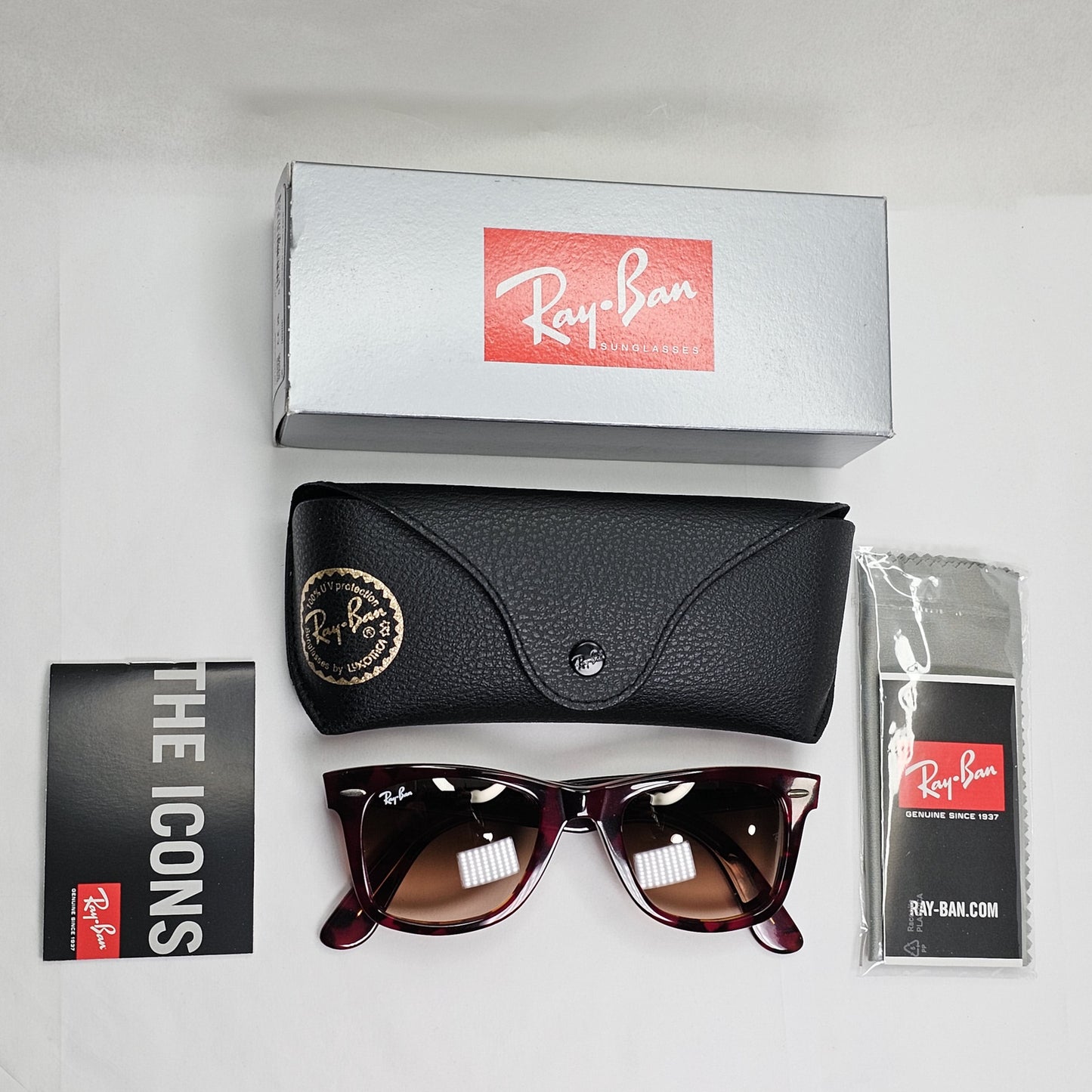 Ray-Ban Sunglasses Wayfarer Dark Red Havana Transparent Brown RB 2140 1275/A5