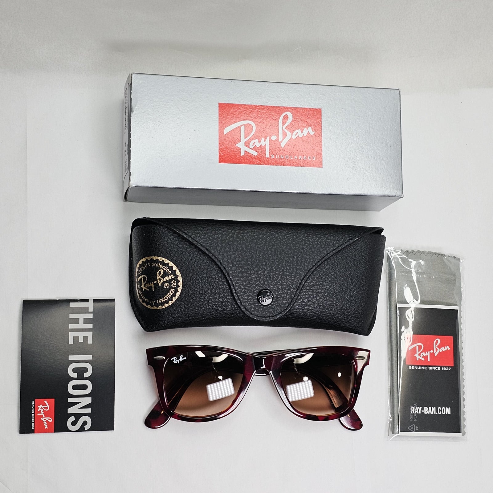 Ray-Ban Sunglasses Wayfarer Dark Red Havana Transparent Brown RB 2140 1275/A5