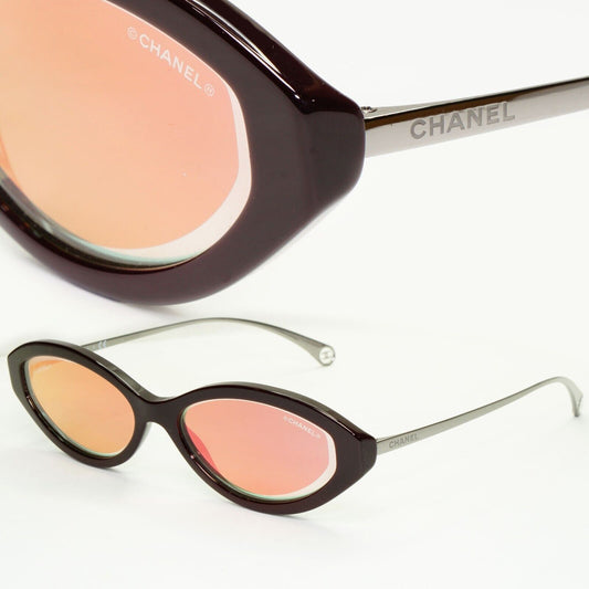 Chanel 2020 Sunglasses Burgundy Red Pink Mirror Rectangle 5424 c.1461/EB [A]