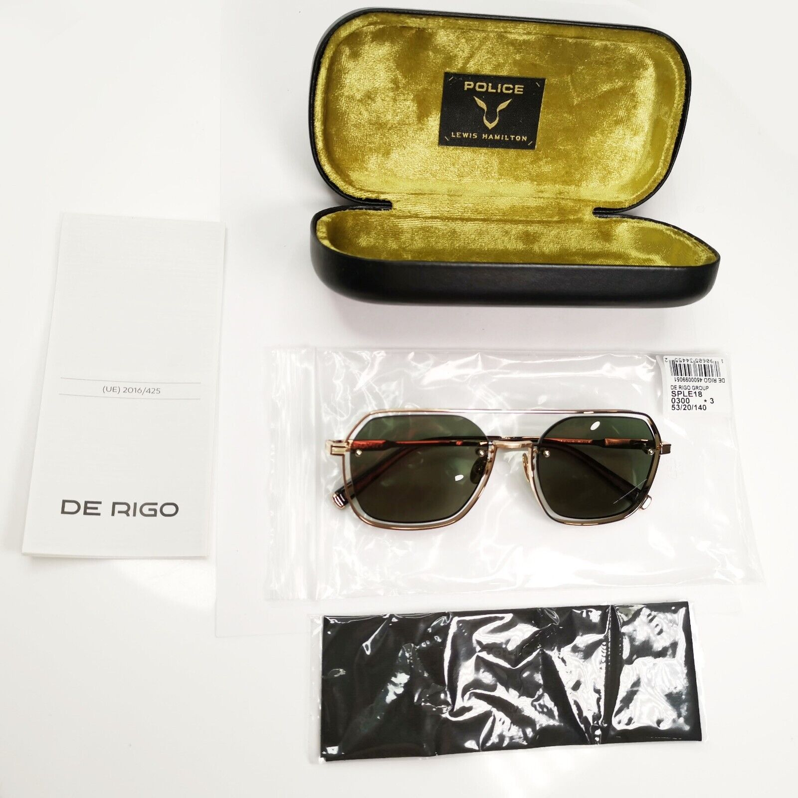 Police Lewis Hamilton F1 Sunglasses Gold Green Square Pilot SPL E18 COL 0300