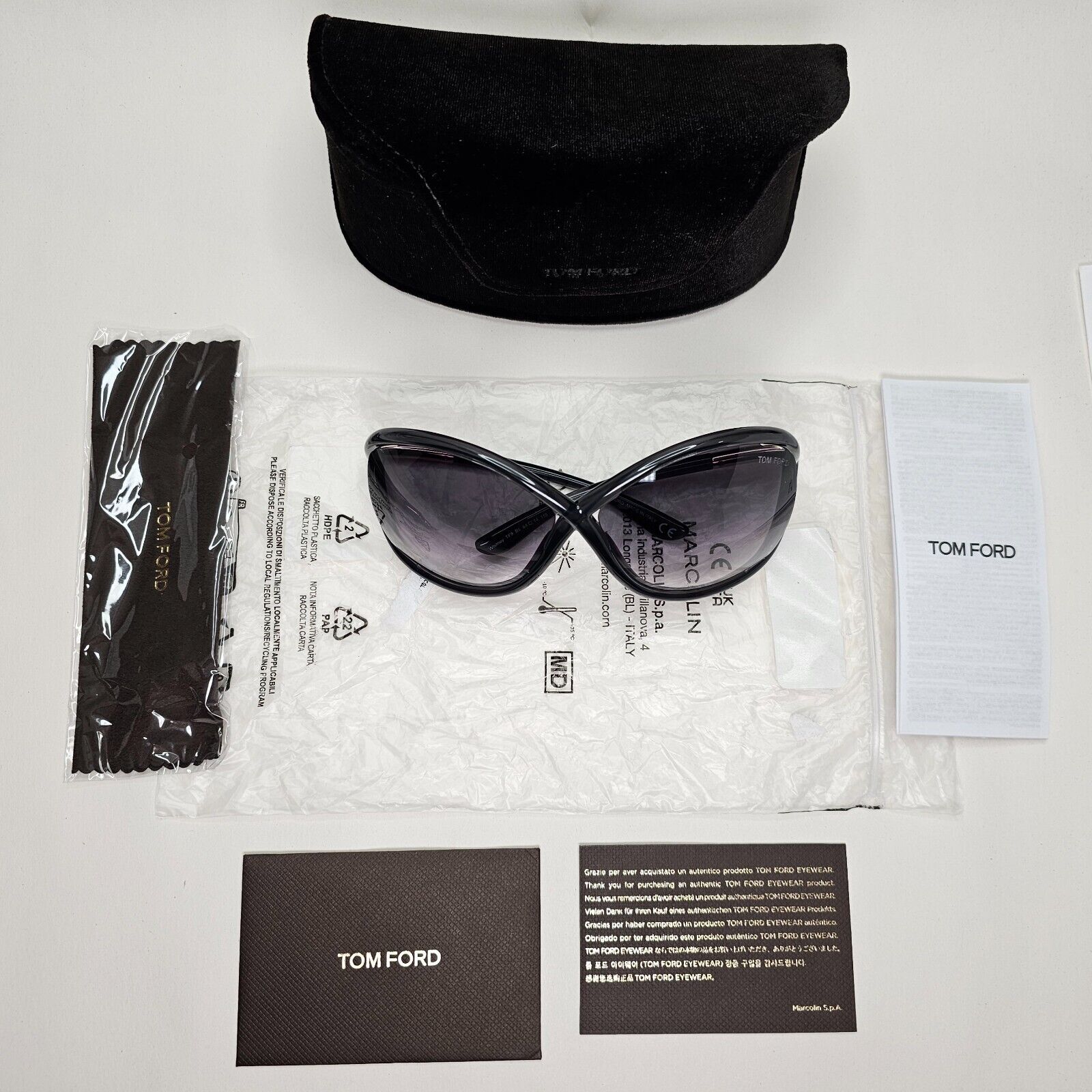 Tom Ford Sunglasses Whitney Grey Smoke Gradient Gold Wrap FT0009 TF 9 B5 64mm