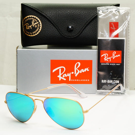 Ray-Ban Sunglasses Aviator Green Mirror Matte Gold Flash RB 3025 112/19 58mm