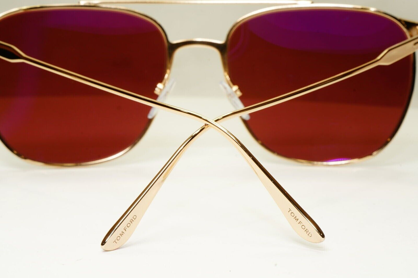 Tom Ford Gold Maroon Red Sunglasses Metal Square Pilot Kip TF 692 28S [B] 38998