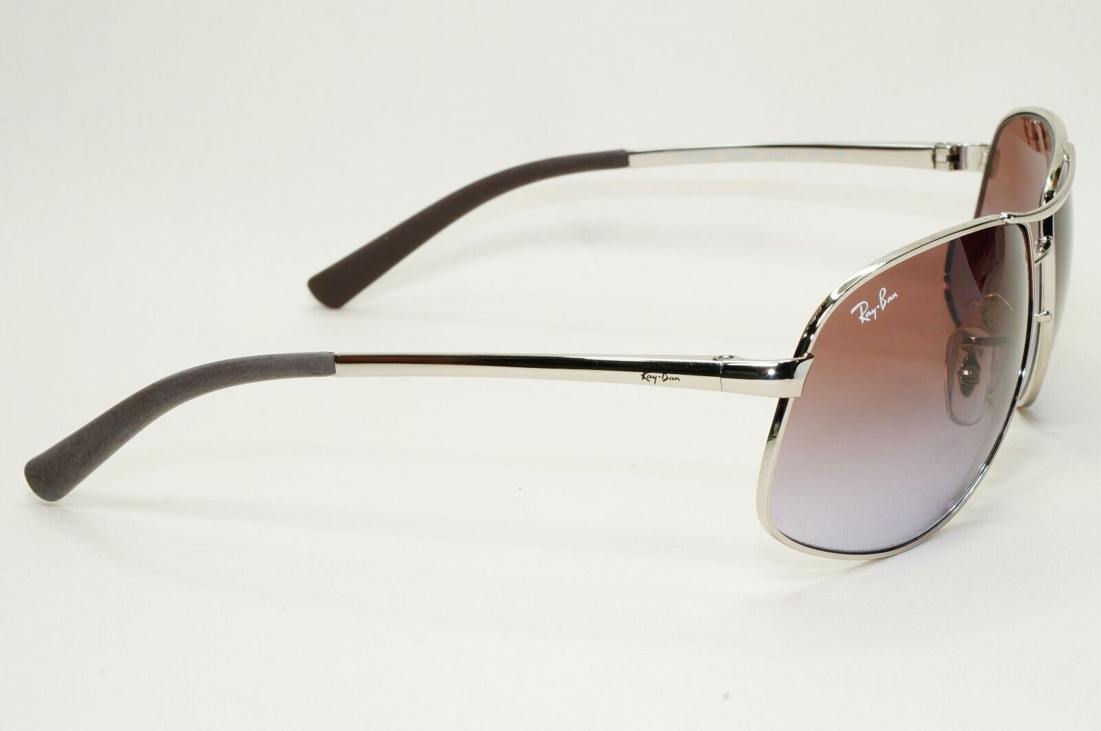 Ray-Ban Sunglasses 2013 Vintage Silver Brown Grey Wrap Pilot RB 3387 003/68 64mm