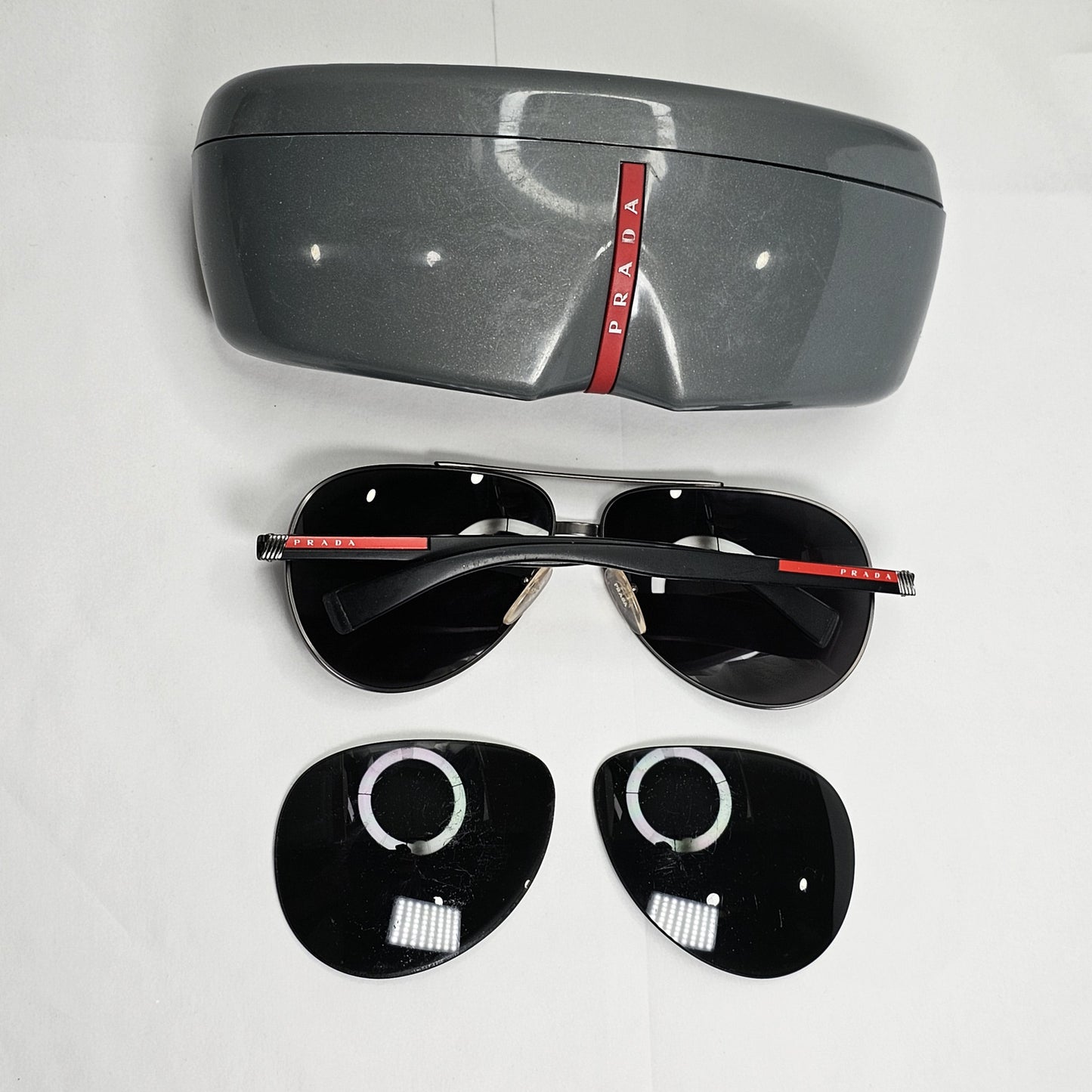 Prada Sunglasses Black Pilot Gunmetal Grey PS58US SPS 58U 7CQ-5S0 63mm 140124