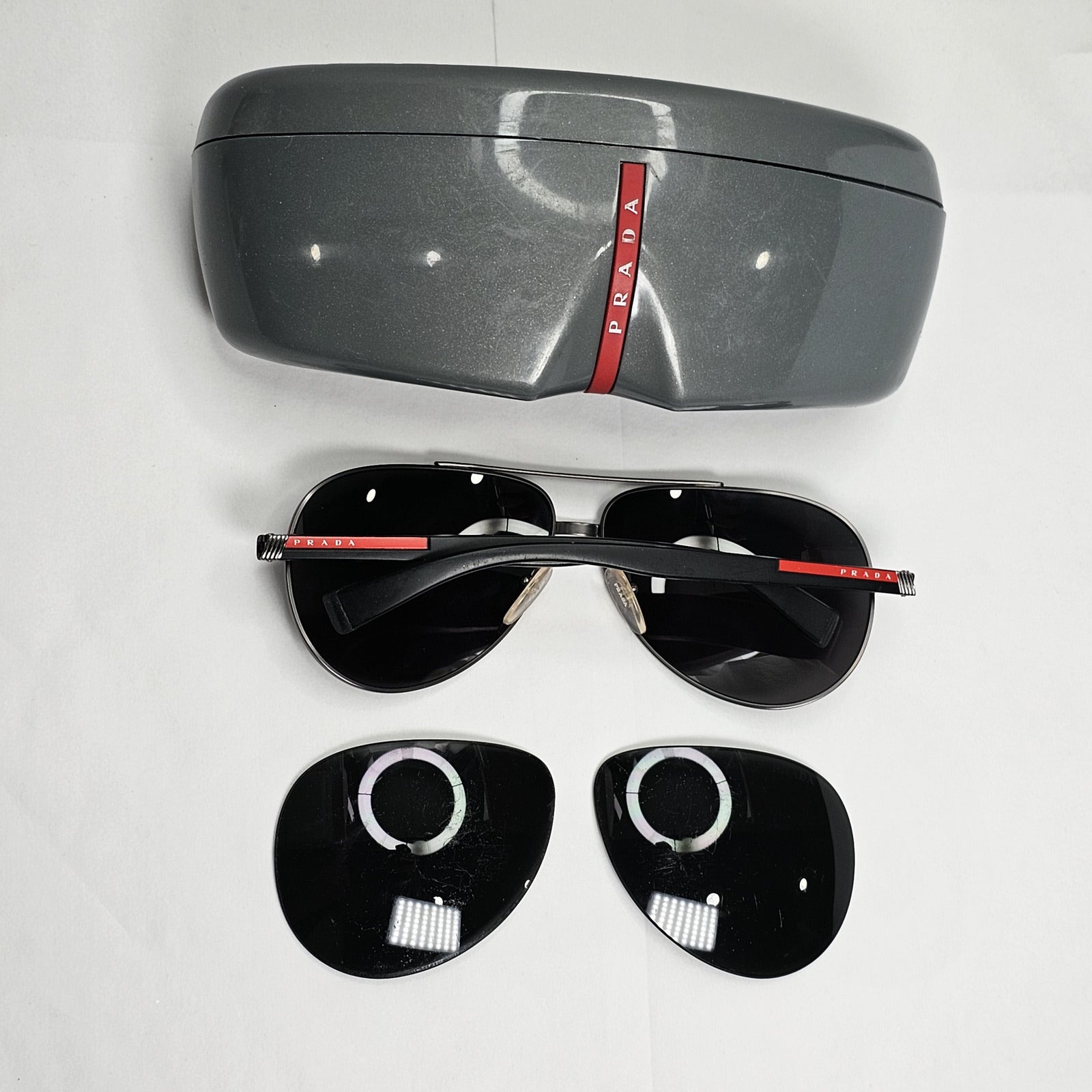 Prada Sunglasses Black Pilot Gunmetal Grey PS58US SPS 58U 7CQ-5S0 63mm 140124