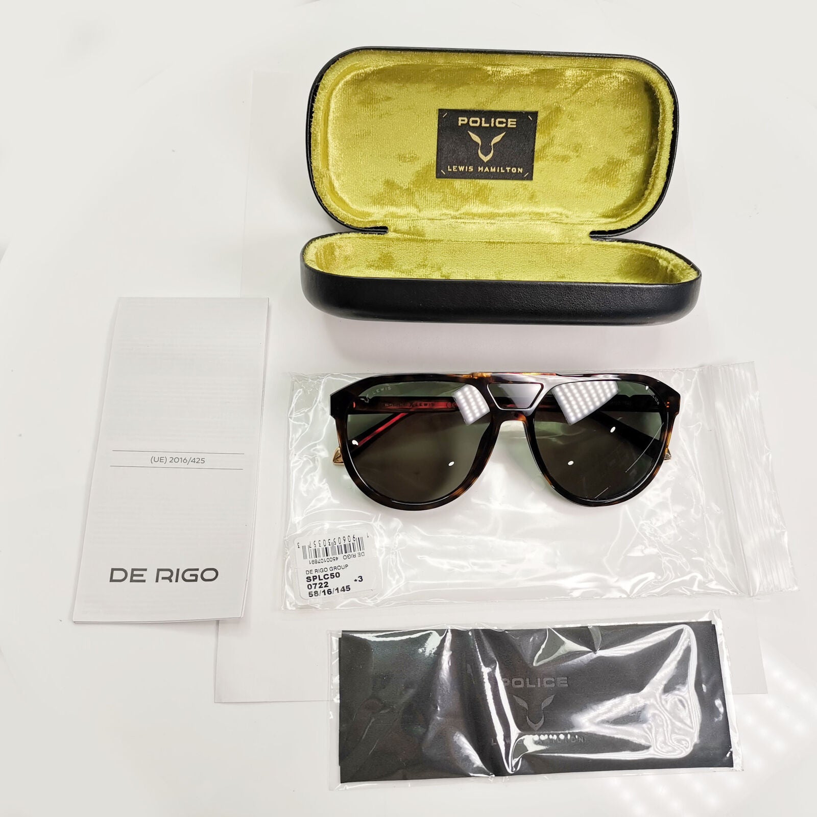Police Lewis Hamilton F1 Sunglasses Brown Green Tortoise Pilot SPL C50 COL 0722