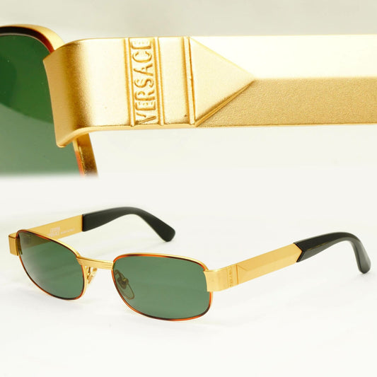 Gianni Versace 1996 Vintage Unisex Gold Rectangle Sunglasses MOD S31 COL 14M