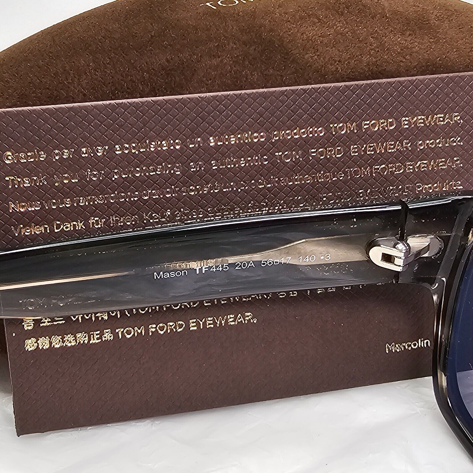Tom Ford Sunglasses Mason Grey Brown Marble Tortoise Square TF 445 FT0445 56mm