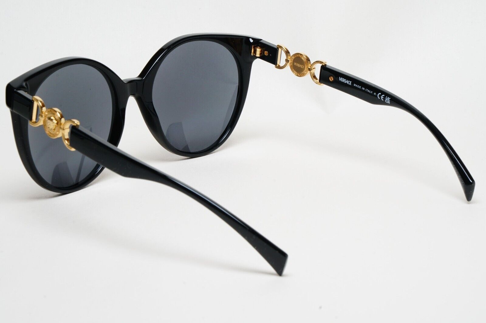 Versace Sunglasses Round Oversized Black Grey Gold Medusa MOD VE 4442 GB1/87