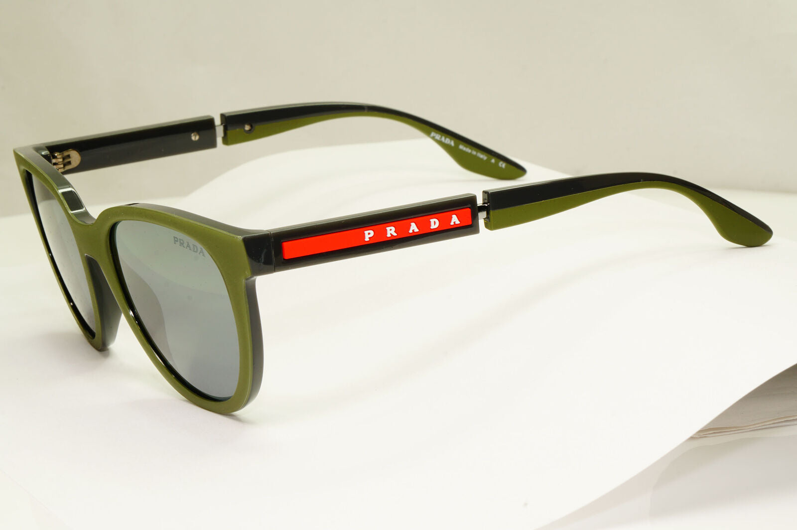 Prada Military Green Black Sunglasses Mirror Silver Grey SPS 05X PS05XS 03S-0D3