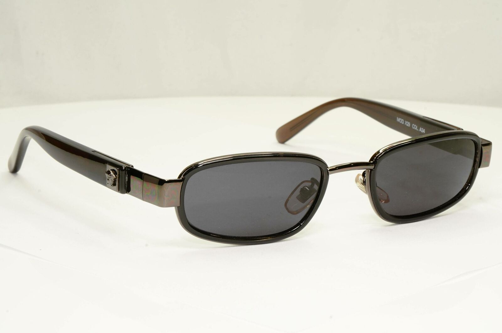 Gianni Versace 1996 Vintage Brown Gunmetal Medusa Sunglasses MOD X29 COL A34