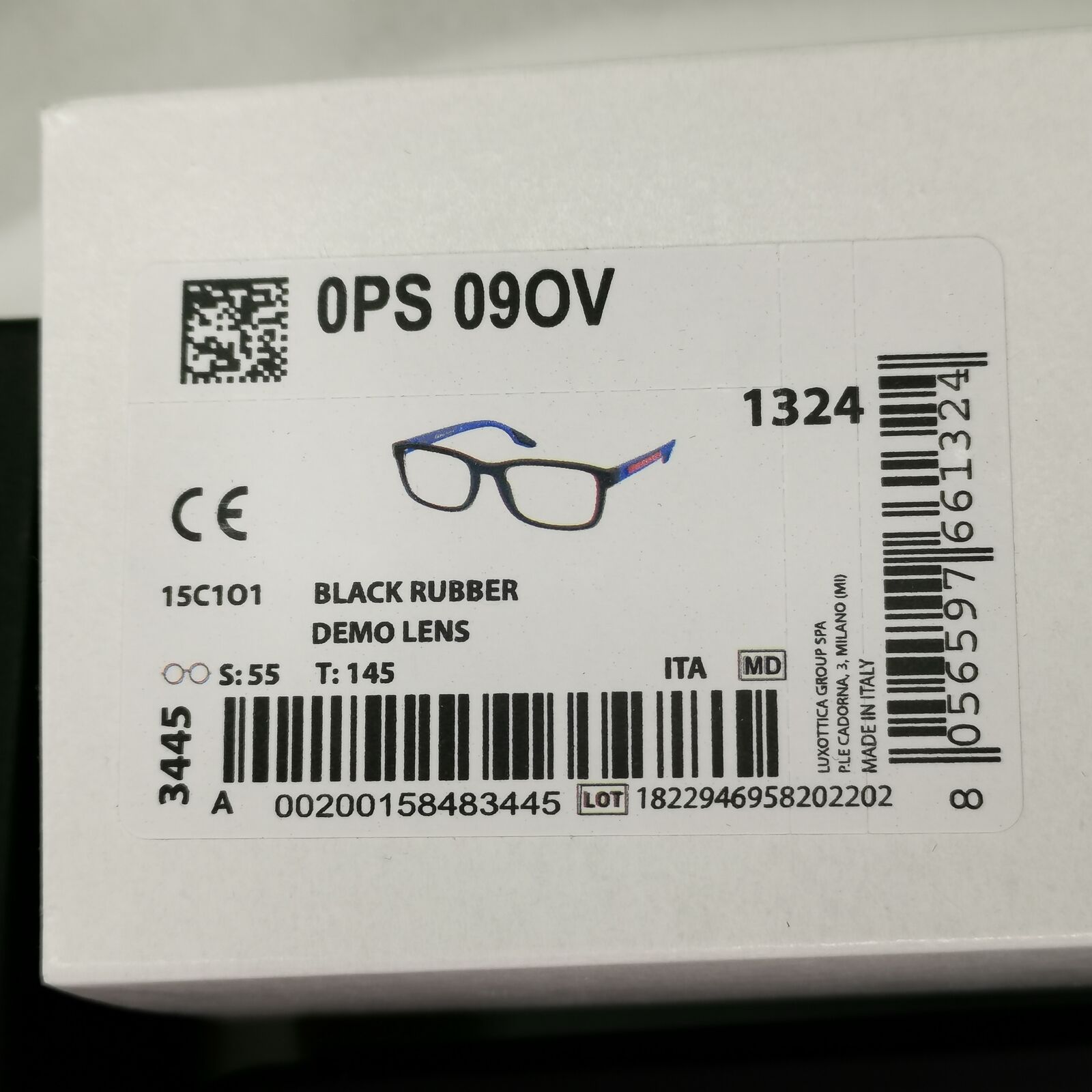 Prada Sunglasses Black Blue Square Rectangle PS09OV VPS 09O 15C-1O1 55mm 080623