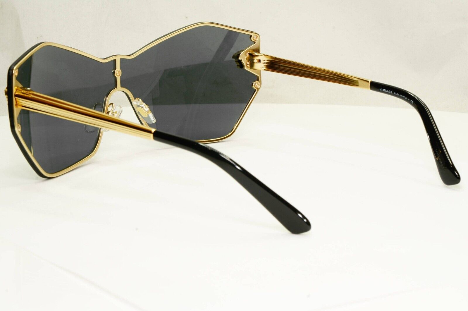 Versace Sunglasses Black Gold Medusa Shield Visor Angular MOD VE 2182 1002/87