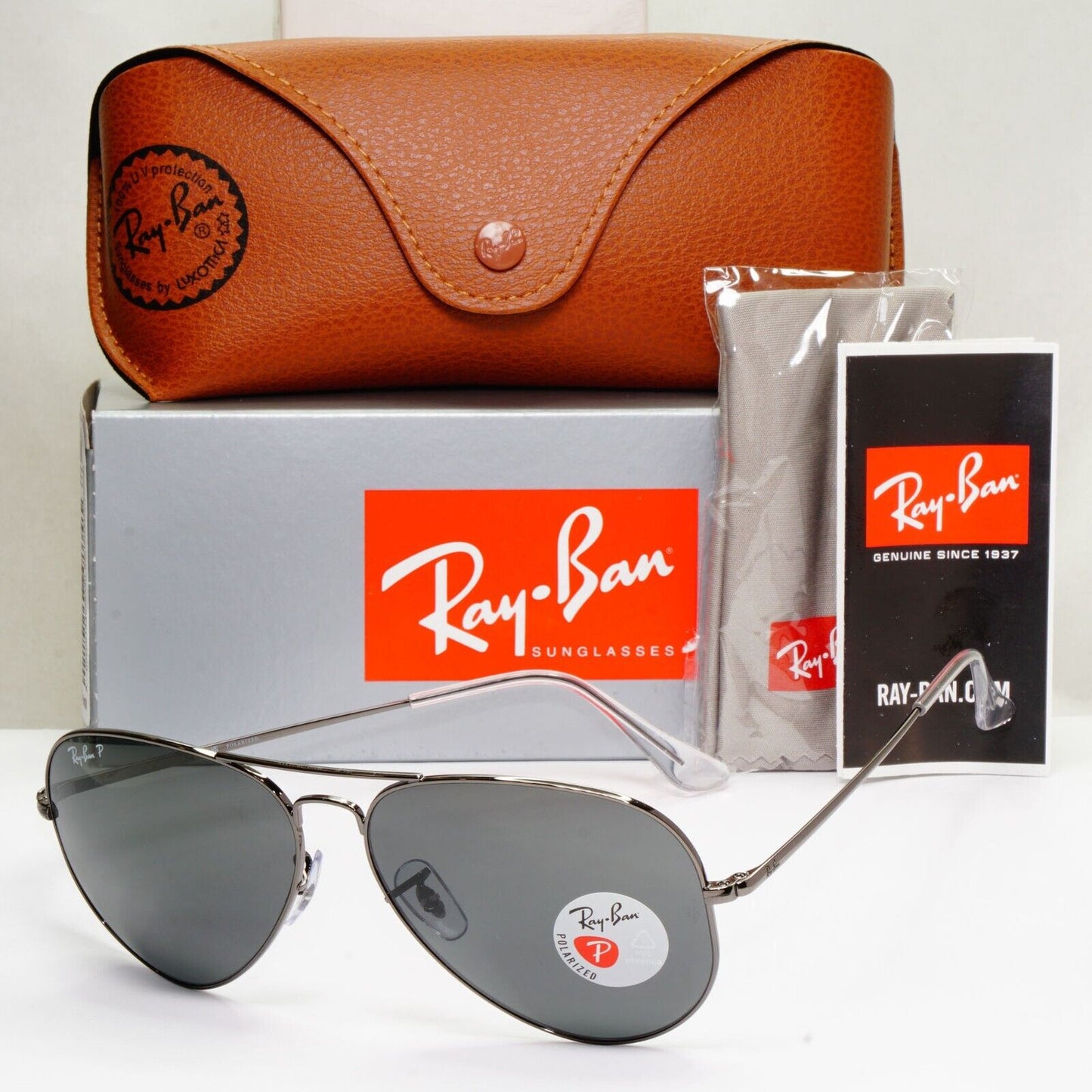 Ray-Ban Sunglasses Aviator II Polarised Gunmetal Black RB 3689 Metal 004/48 62mm