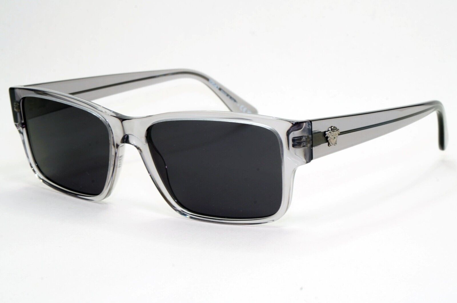 Versace Sunglasses Grey Transparent Black Square Medusa MOD 3342 593 57mm