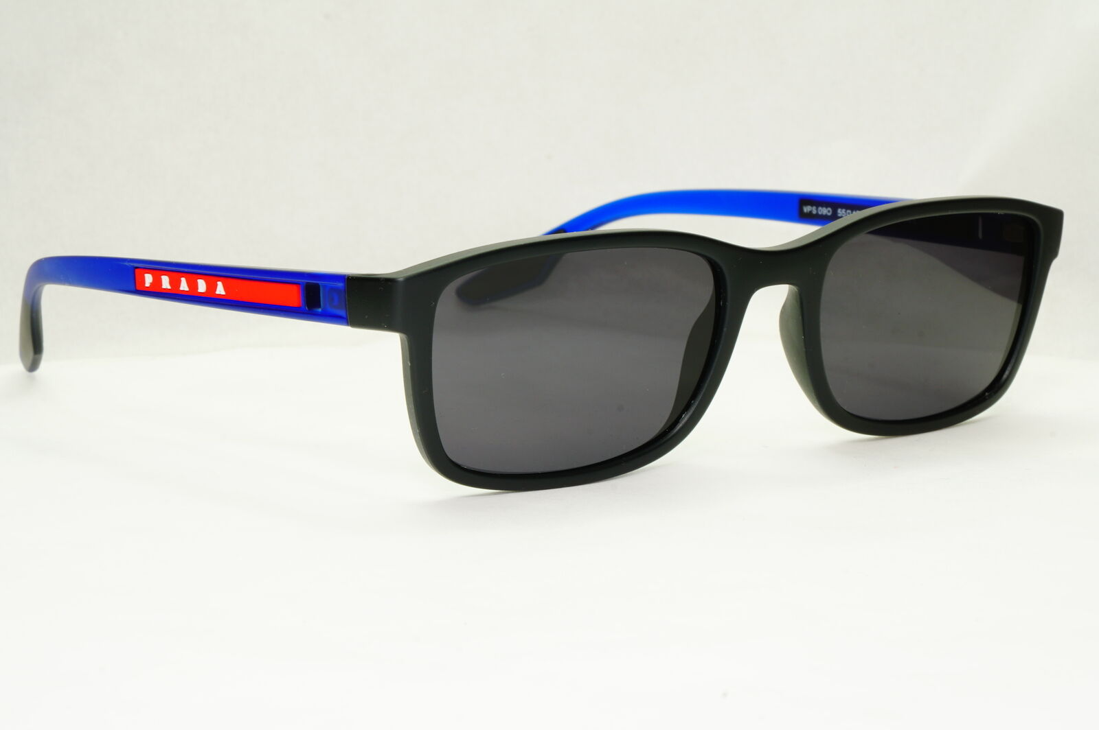 Prada Sunglasses Black Blue Square Rectangle PS09OV VPS 09O 15C-1O1 55mm 080623