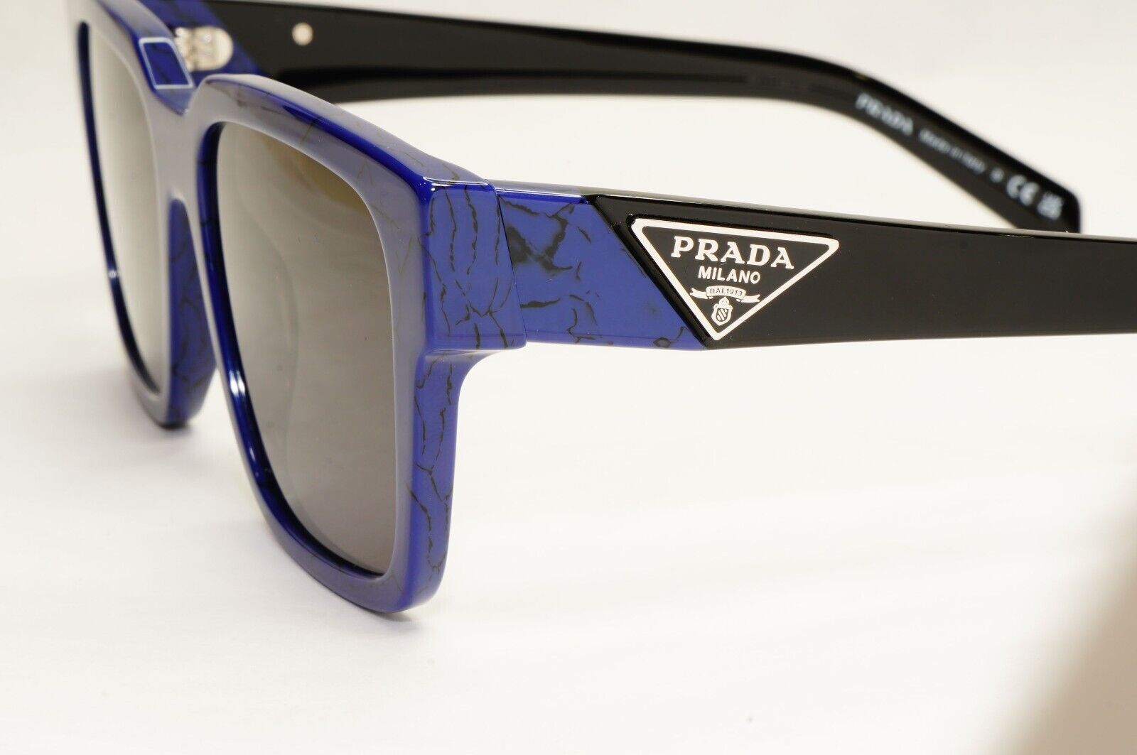 Prada Sunglasses Black Blue Square Marble Baltic PR08ZV VPR 08Z 18D-1O1 54mm