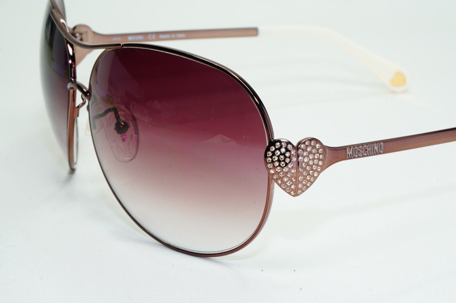 Moschino Sunglasses 2005 Vintage Brown Bronze Pilot Heart MO578 02 101124