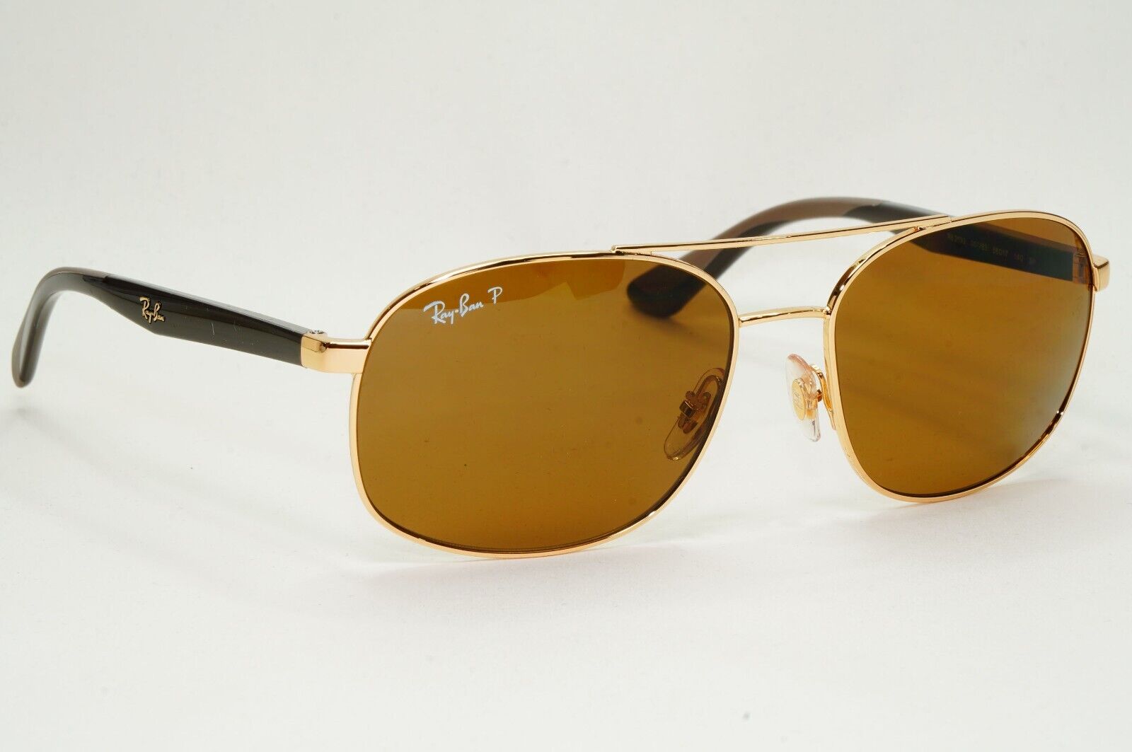 Ray-Ban Sunglasses 2018 Polarized Gold Brown Pilot Navigator RB 3593 001/83 58mm