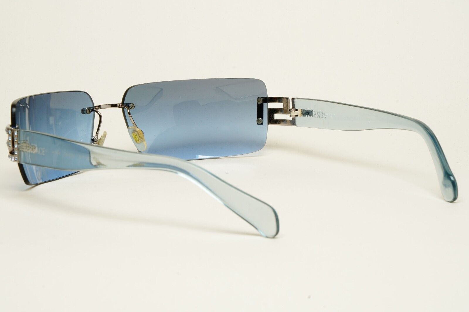 Versace Sunglasses 2004 Vintage Blue Rimless Diamante MOD 2017-B 1003/8F 170125