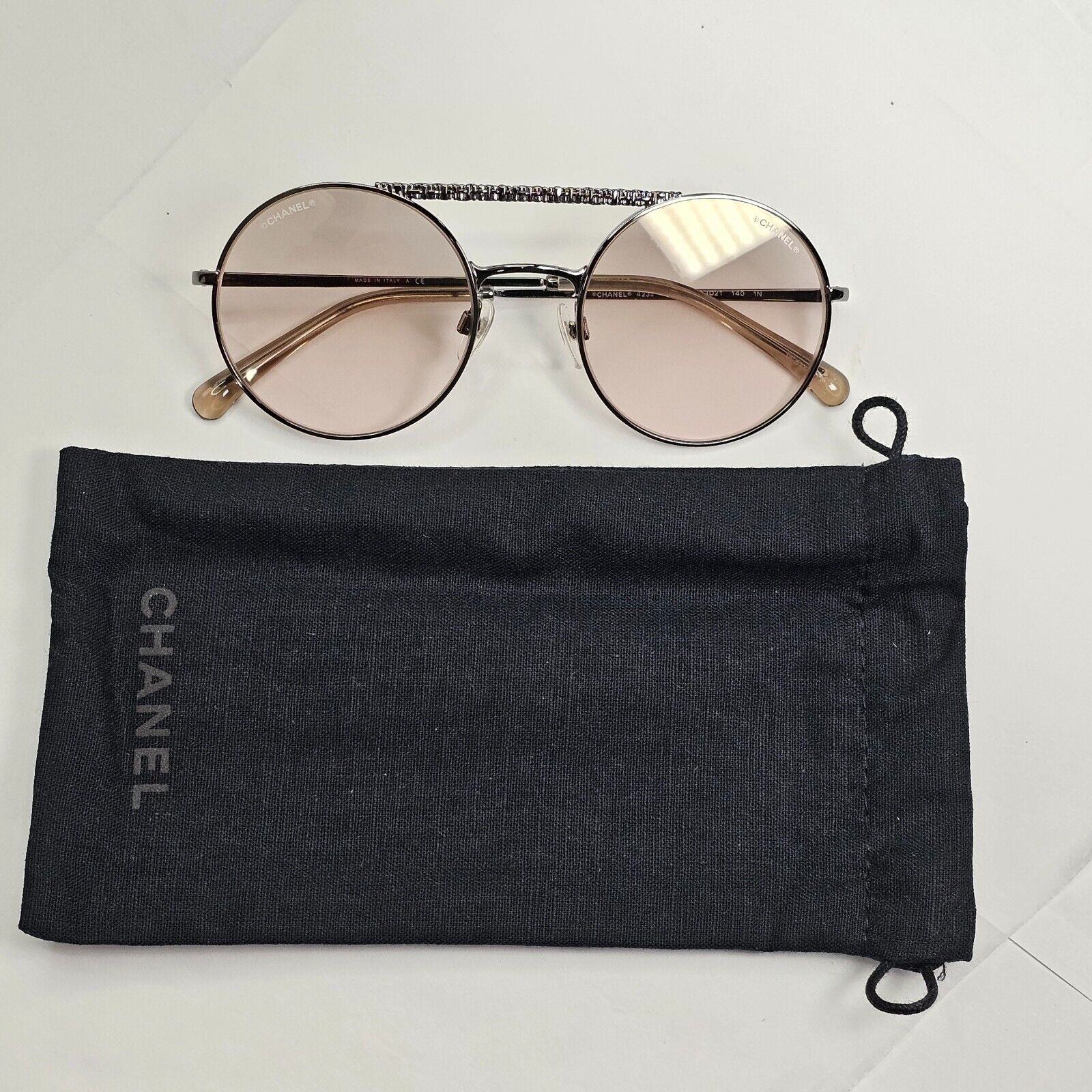 Chanel Sunglasses Grey Gunmetal Brown Round Pilot Metal 4232 c.108/7I 200324