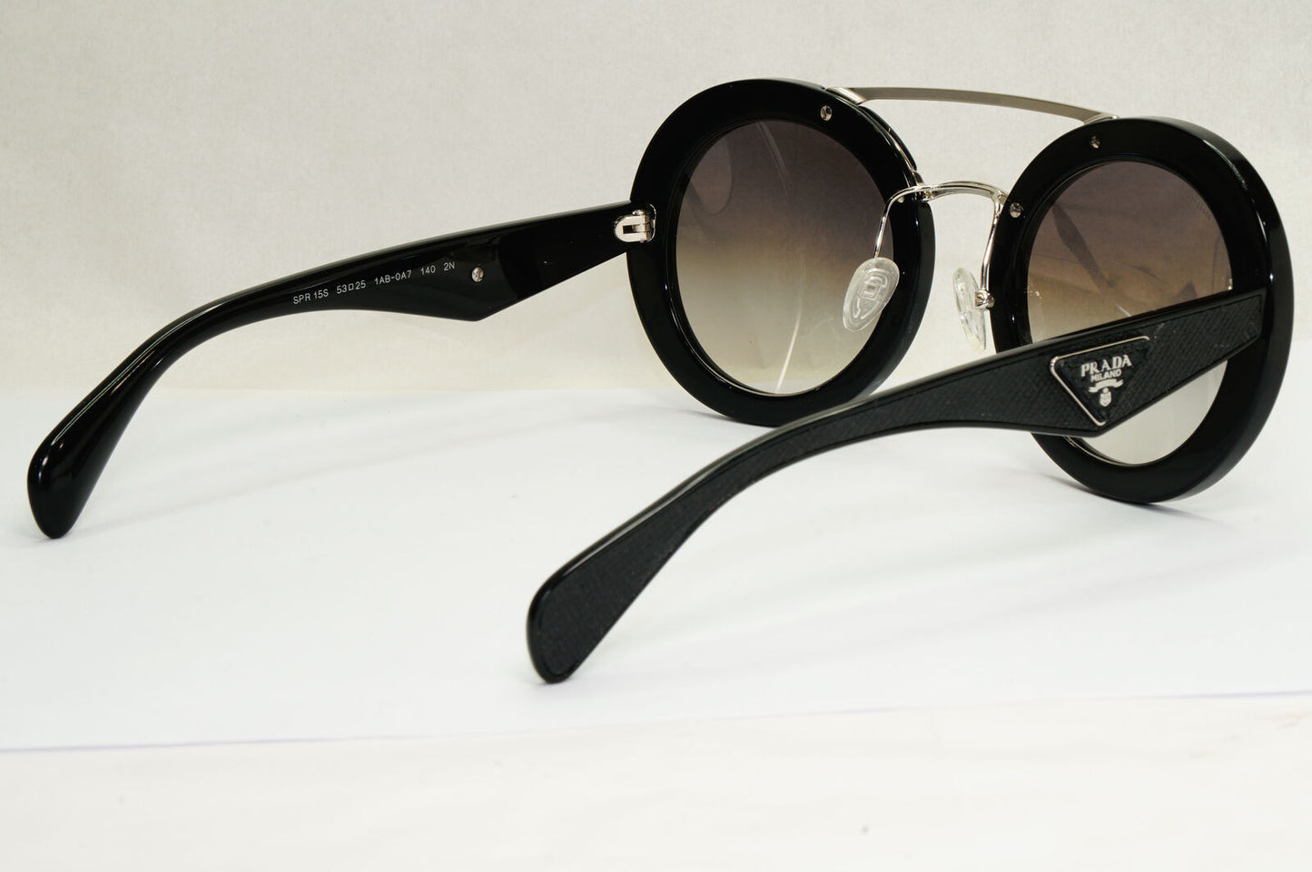 Prada Sunglasses Black Triangle Saffiano Leather PR15SS SPR 15S 1AB-0A7 190224