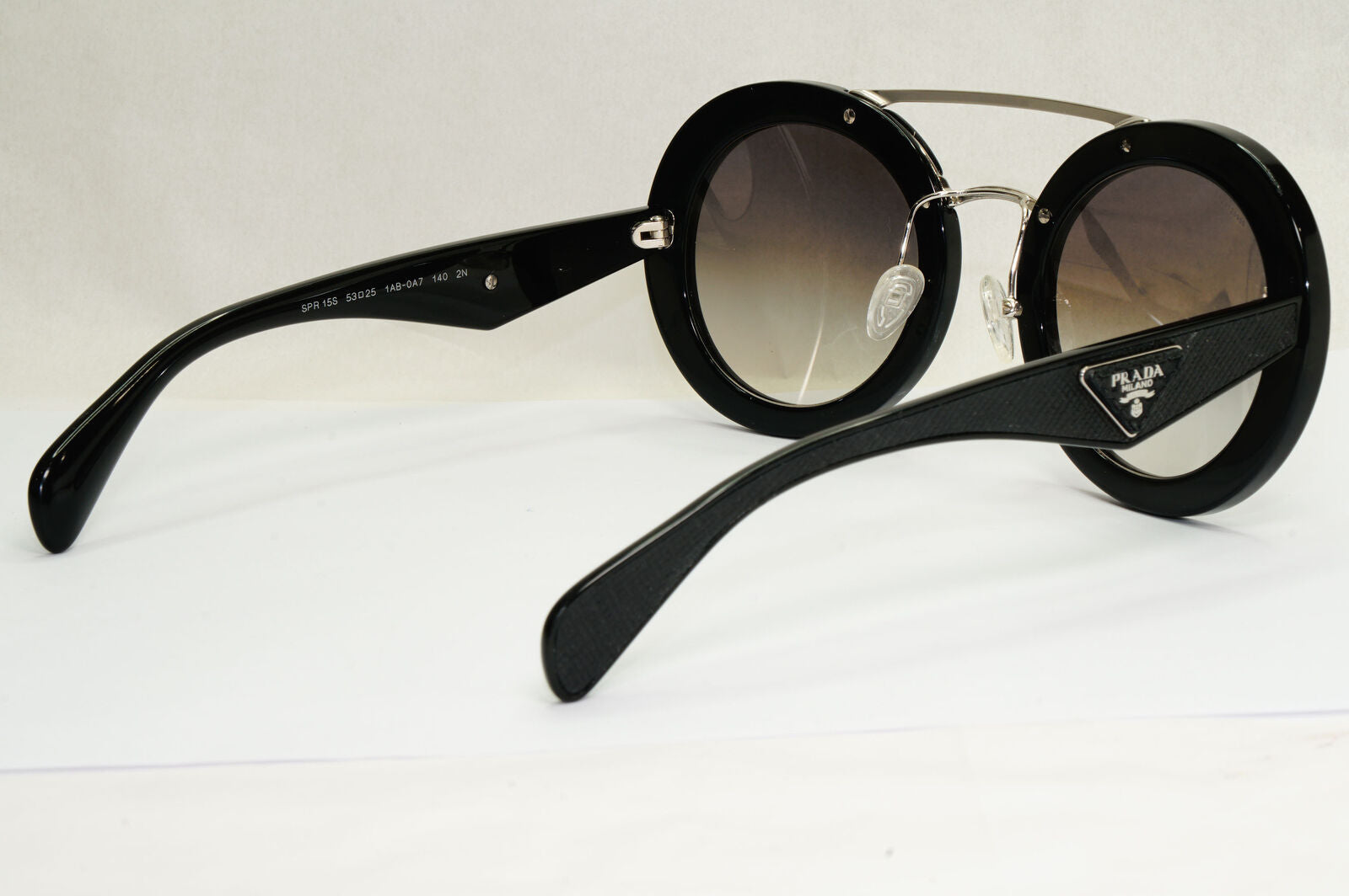 Prada Sunglasses Black Triangle Saffiano Leather PR15SS SPR 15S 1AB-0A7 190224