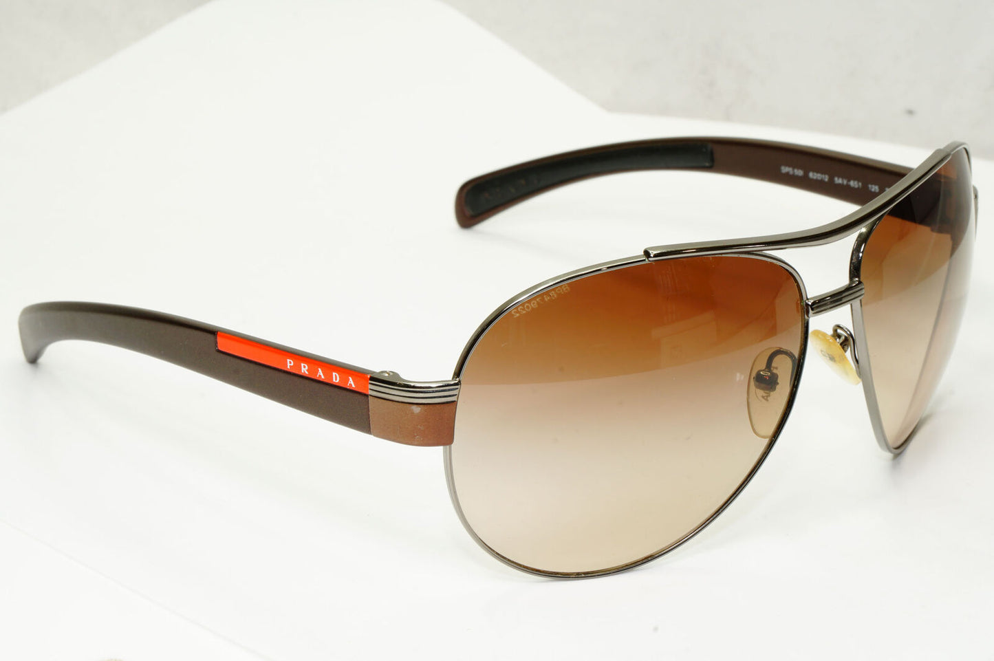 Prada Sunglasses Brown Pilot Red Stripe PS50IS SPS 50I 5AV-6S1 62mm 280323