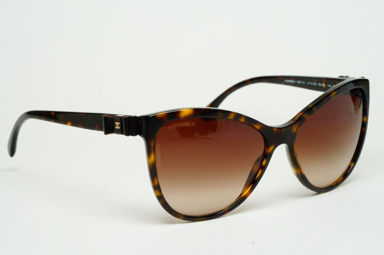 Chanel Sunglasses Leather Bow Brown Tortoise Cat Eye 5281-Q c.714/S5 070325