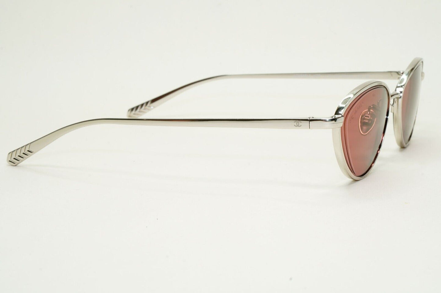 Chanel Sunglasses Silver Red Burgundy Cat Eye Metal 4255 c.124/0H 55mm