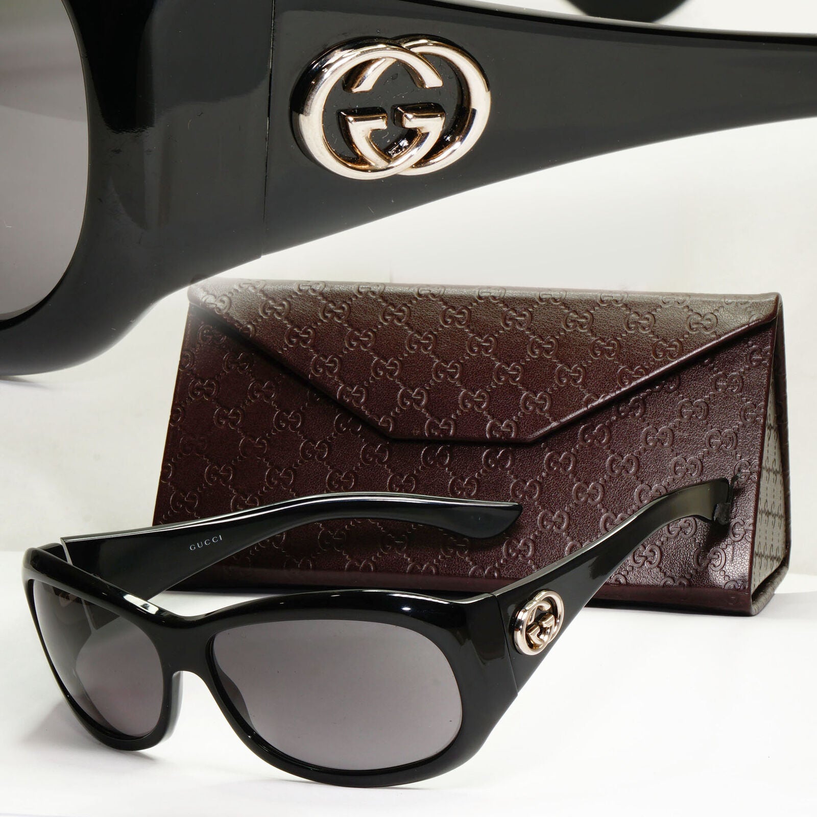 Gucci 2007 Sunglasses Vintage Black Silver Square GG 2966/S 807BN 071222