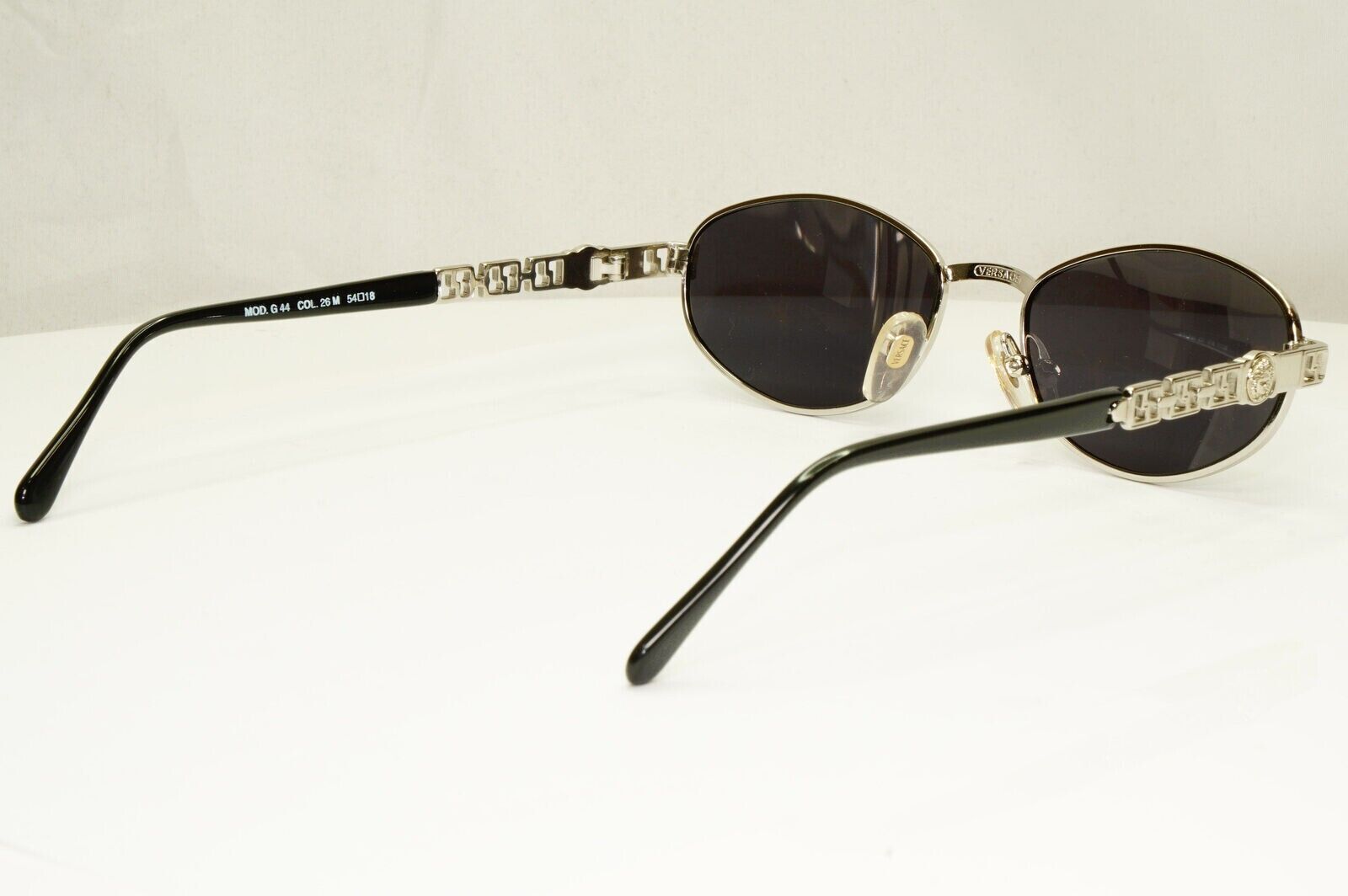 Gianni Versace 1995 Vintage Silver Medusa Retro Black Sunglasses MOD G44 COL 26M