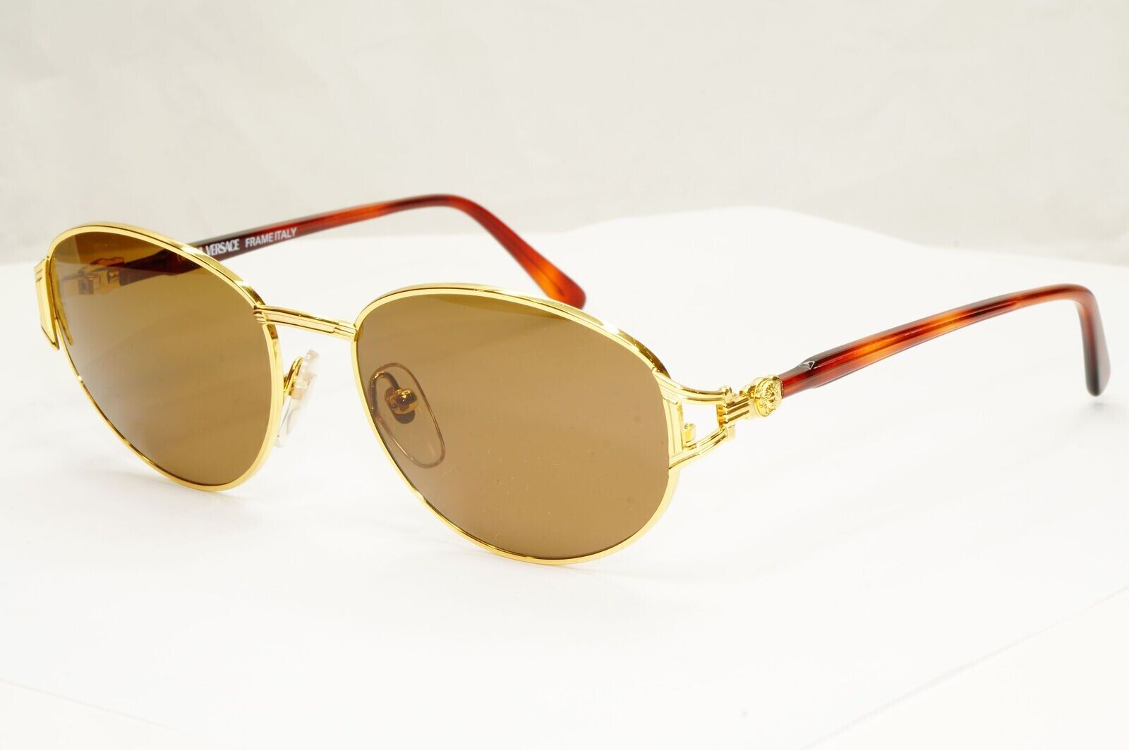Gianni Versace Sunglasses 1995 Vintage Gold Medusa Brown Retro MOD G28 COL 19L
