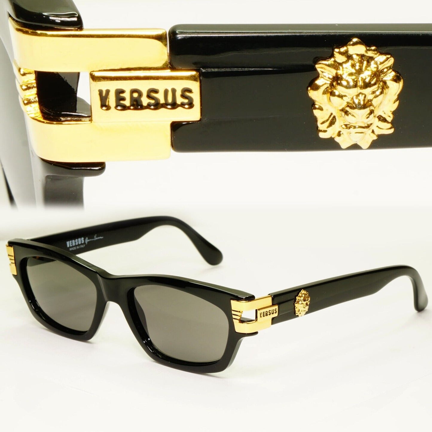 Versus by Gianni Versace 1996 Sunglasses Gold Lion Black MOD E29 COL G52 [A]