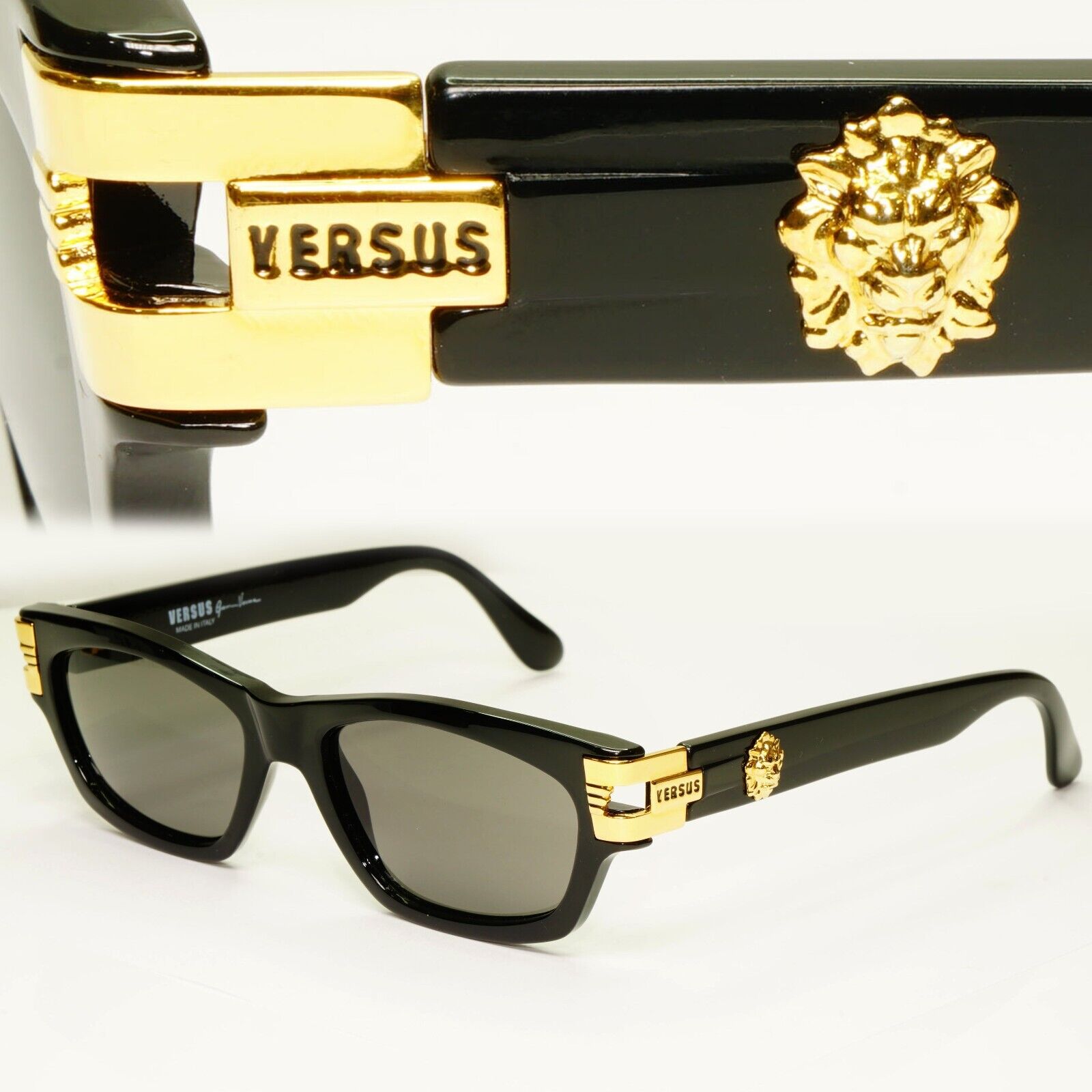 Versus by Gianni Versace 1996 Sunglasses Gold Lion Black MOD E29 COL G52 [A]