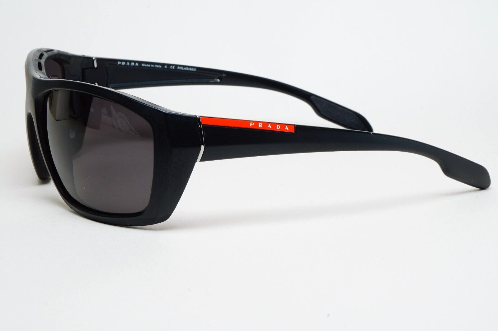 Prada Sunglasses Black Wrap Red Stripe PS06SS SPS 06S 1BO-5X1 231124